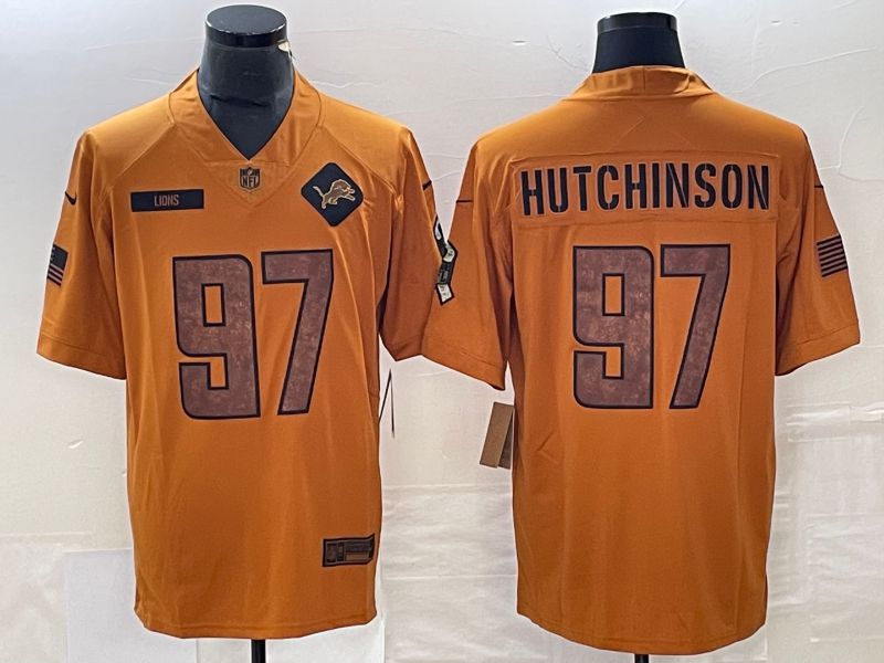 Men Detroit Lions #97 Hutchinson brown Nike 2023 Salute To Service Limited NFL Jersey